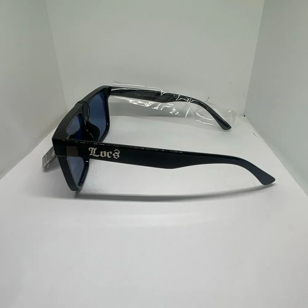 Locs Hardcore Shield Sunglasses Mirrored Lenses Black Frame UV Protection New
